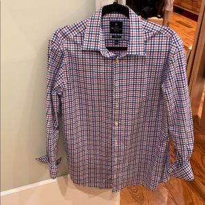 Pink/Blue/white/gray plaid long sleeve button down